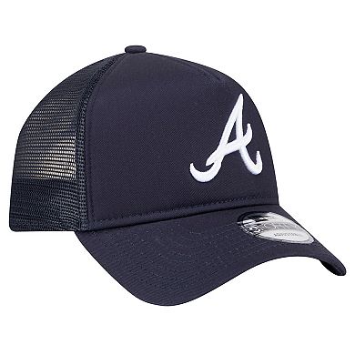 Men's New Era Navy Atlanta Braves 9FORTY A-Frame Trucker Adjustable Hat