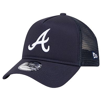 Men's New Era Navy Atlanta Braves 9FORTY A-Frame Trucker Adjustable Hat