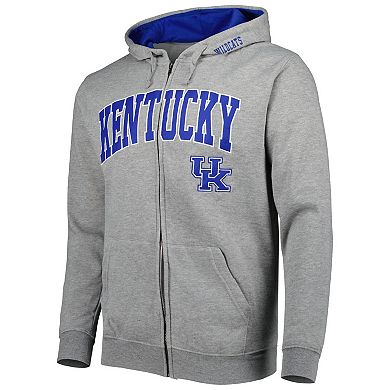 Men's Colosseum Heathered Gray Kentucky Wildcats Arch & Team Logo 3.0 Full-Zip Hoodie