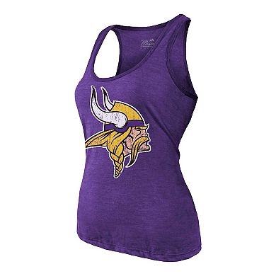 Women's Majestic Threads J.J. McCarthy Purple Minnesota Vikings Name & Number Tri-Blend Scoop Neck Tank Top