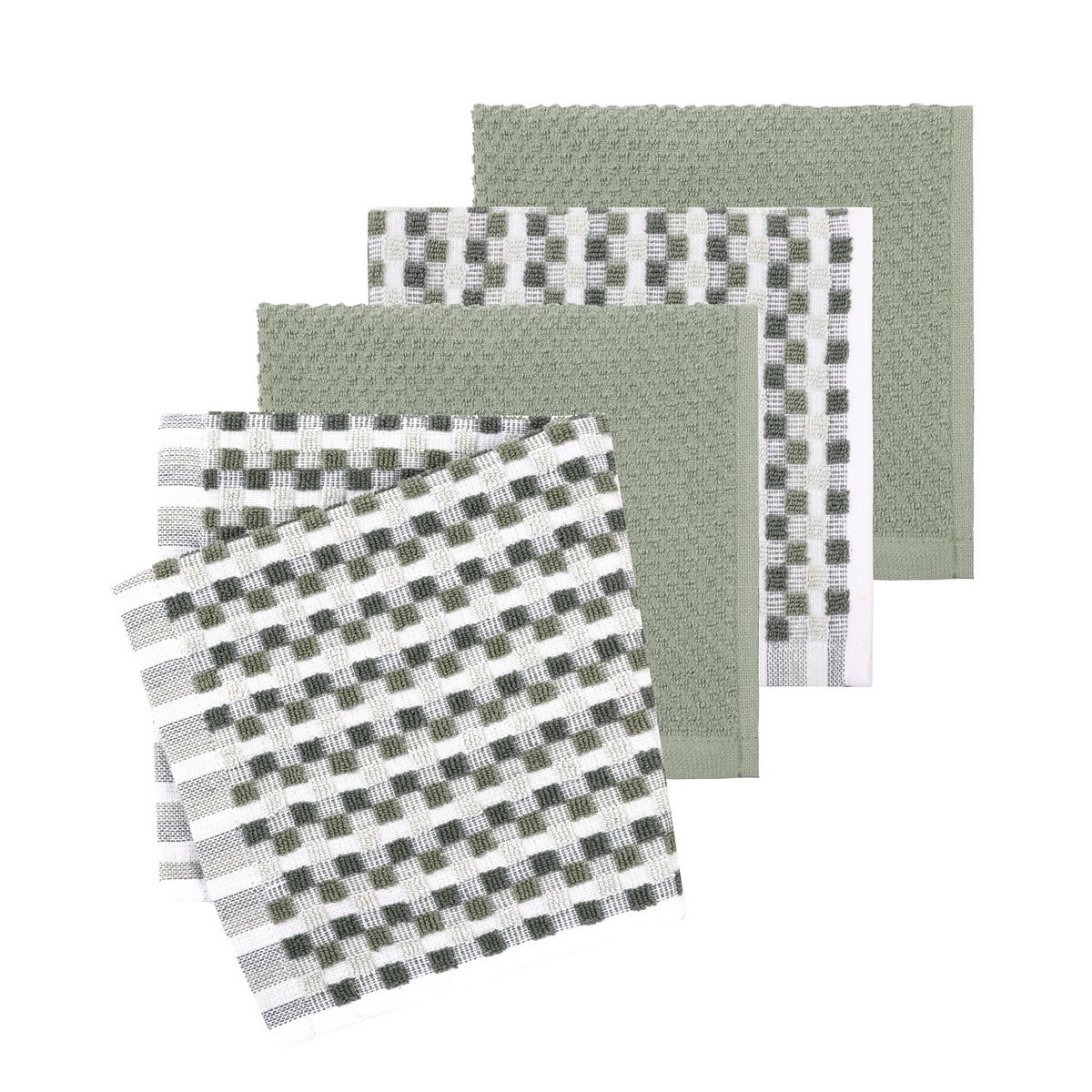 Mingle & Co. 4-Pack Carved Terry Dishcloth Set - Green