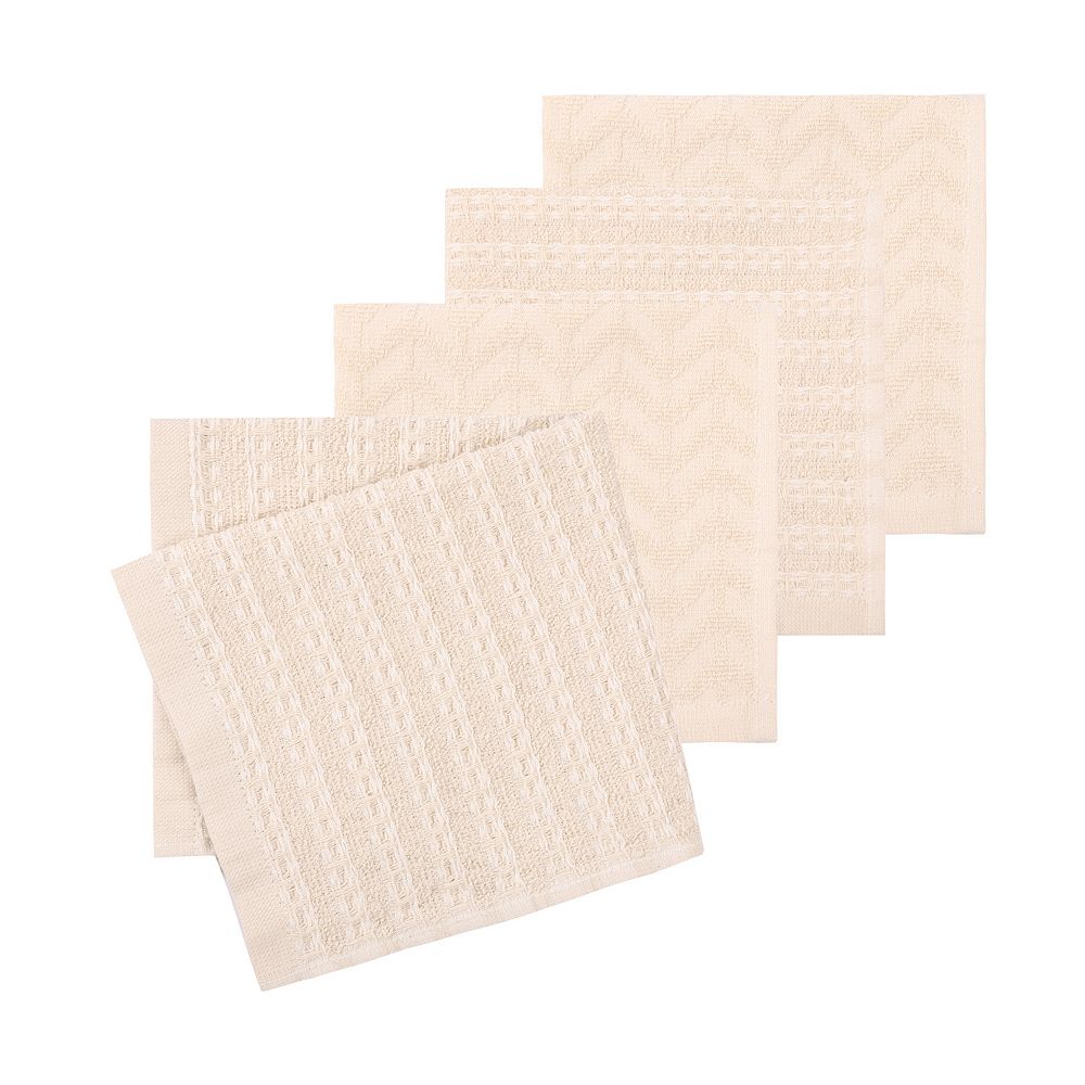 Mingle & Co. 4-Pack Waffle Stripe Dishcloth Set - Tan