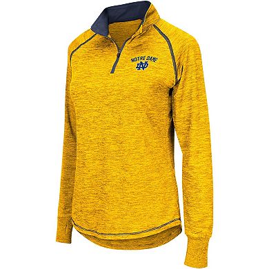 Women's Colosseum Gold Notre Dame Fighting Irish Bikram Raglan Quarter-Zip Top