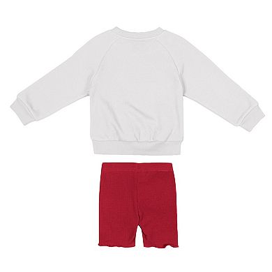 Girls Toddler Colosseum White/Crimson Indiana Hoosiers Beta Fleece Sweatshirt and Shorts Set