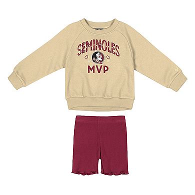 Girls Toddler Colosseum Gold/Garnet Florida State Seminoles Beta Fleece Sweatshirt and Shorts Set
