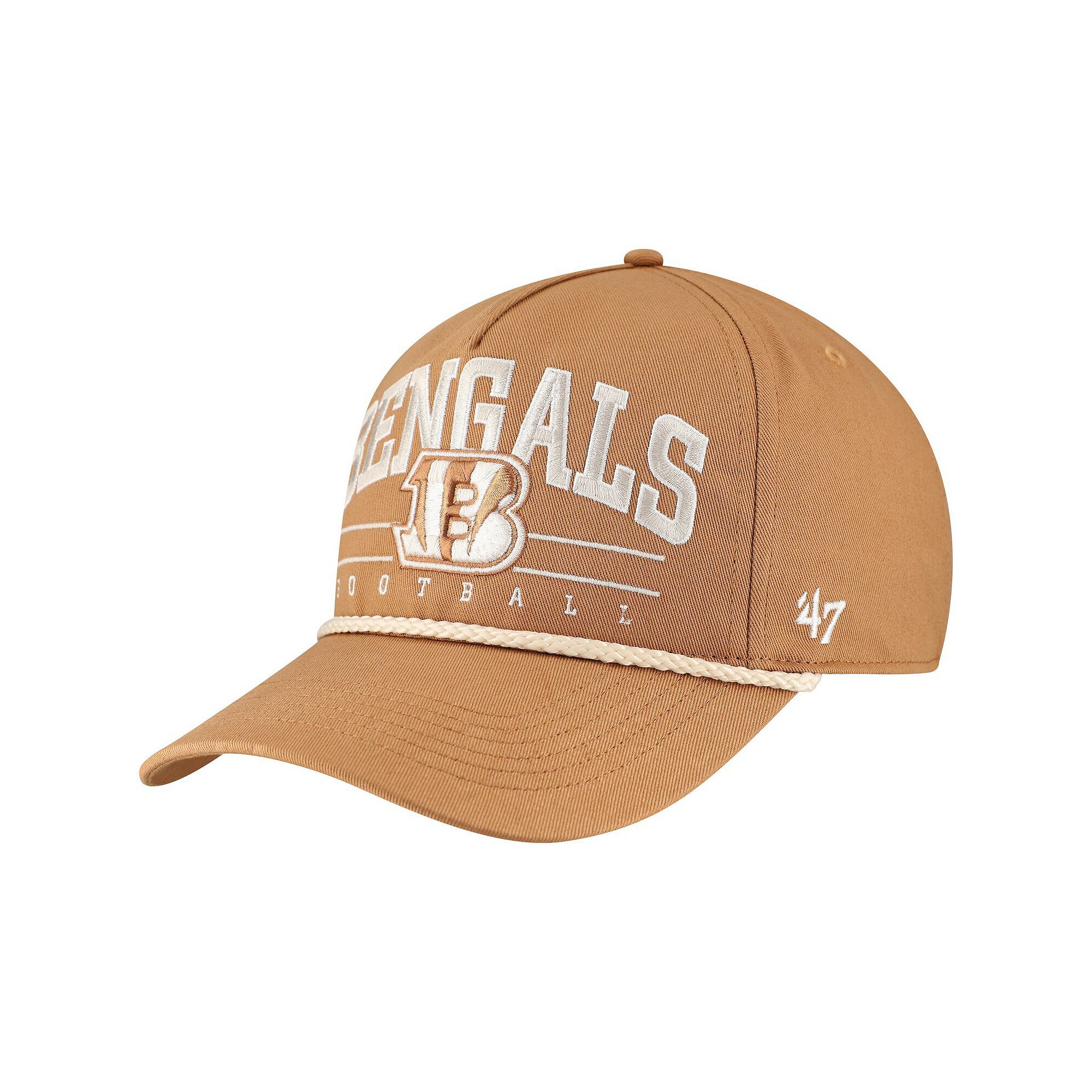Mens 47 Tan Cincinnati Bengals Roscoe Rope Hitch Adjustable Hat, Team