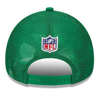 Men's New Era Stone/Kelly Green Philadelphia Eagles 2024 Sideline Historic 9FORTY A-Frame Trucker Adjustable Hat