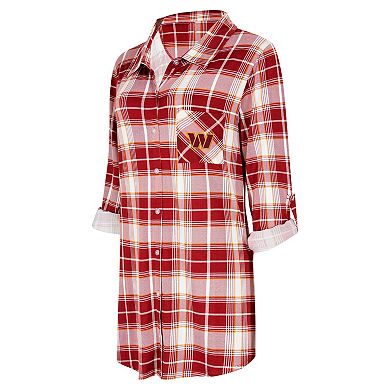 Women's Concepts Sport Burgundy Washington Commanders Ashford Plaid Knit Nightshirt