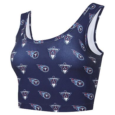 Women's Concepts Sport Navy Tennessee Titans Record Allover Print Bralette