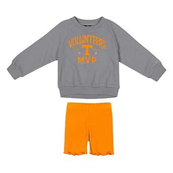 Girls Toddler Colosseum Gray/Tennessee Orange Tennessee Volunteers Beta Fleece Sweatshirt and Shorts Set