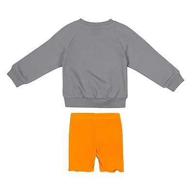 Girls Toddler Colosseum Gray/Tennessee Orange Tennessee Volunteers Beta Fleece Sweatshirt and Shorts Set