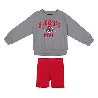 Girls Toddler Colosseum Gray/Scarlet Ohio State Buckeyes Beta Fleece Sweatshirt and Shorts Set