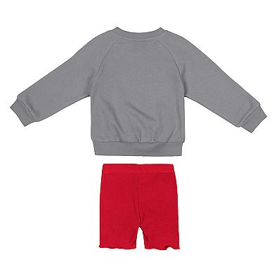 Girls Toddler Colosseum Gray/Scarlet Ohio State Buckeyes Beta Fleece Sweatshirt and Shorts Set
