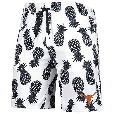 Men's Colosseum White Texas Longhorns Pineapples Swim Shorts