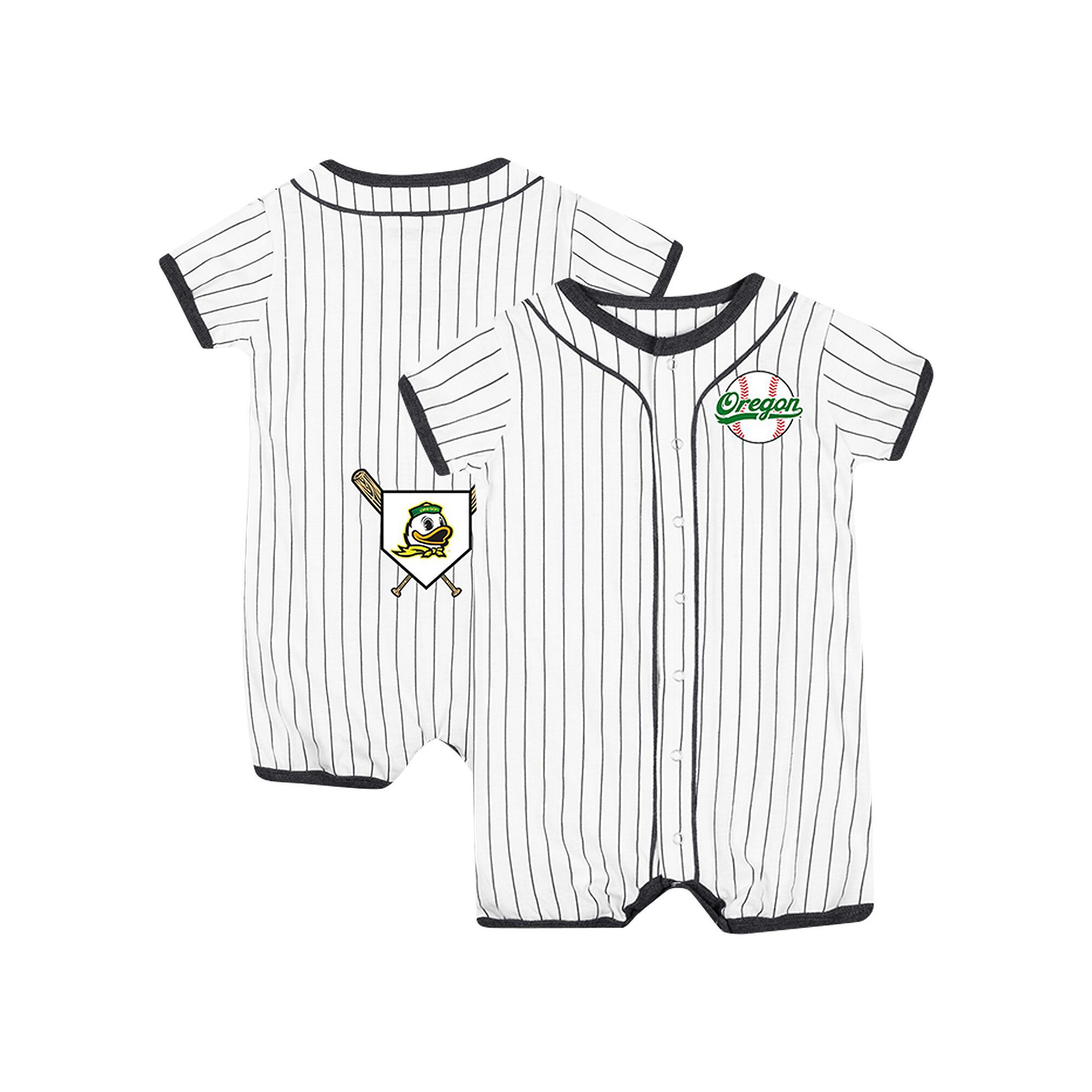Newborn & Infant Colosseum White Oregon Ducks Pinstripe Dusty Romper, Boys