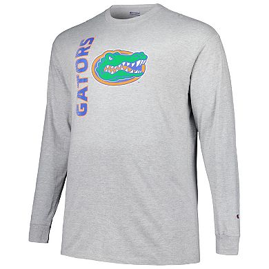 Men's Champion Heather Gray Florida Gators Big & Tall Mascot Long Sleeve T-Shirt