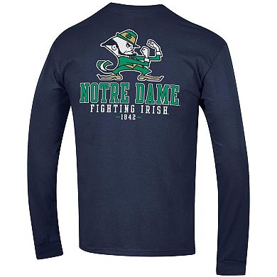Men's Champion Navy Notre Dame Fighting Irish Team Stack 3-Hit Long Sleeve T-Shirt
