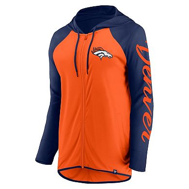Women's Fanatics Orange/Navy Denver Broncos Script Full-Zip Hoodie