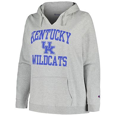 Women's Champion Heather Gray Kentucky Wildcats Plus Size Heart & Soul Notch Neck Pullover