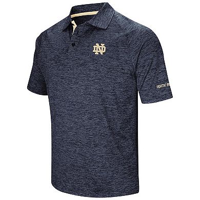 Men's Colosseum Heathered Navy Notre Dame Fighting Irish Down Swing Raglan Polo
