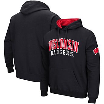 Men's Colosseum Black Wisconsin Badgers Double Arch Pullover Hoodie