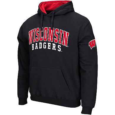 Men's Colosseum Black Wisconsin Badgers Double Arch Pullover Hoodie