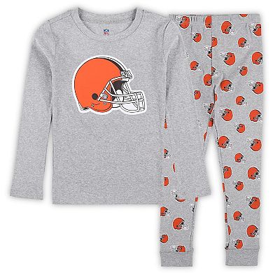 Preschool Heather Gray Cleveland Browns Long Sleeve T-Shirt and Pants Sleep Set