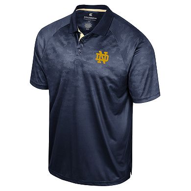 Men's Colosseum Navy Notre Dame Fighting Irish Honeycomb Raglan Polo