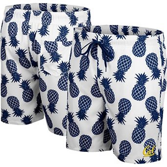 Men's Colosseum White Cal Bears Pineapples Swim Shorts
