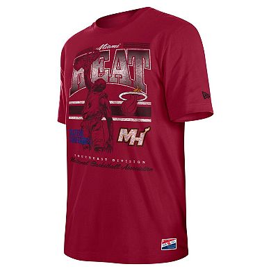 Men's New Era Red Miami Heat Enzyme Wash Oversized T-Shirt
