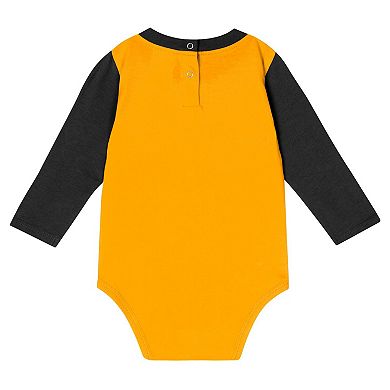 Infant Black Iowa Hawkeyes Double Up Long Sleeve Bodysuit & Pant Set