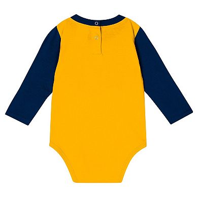 Infant Navy Michigan Wolverines Double Up Long Sleeve Bodysuit & Pant Set