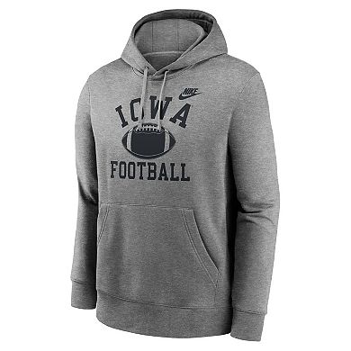 Men's Nike Heather Gray Iowa Hawkeyes Legacy Football Icon Club Fleece Pullover Hoodie