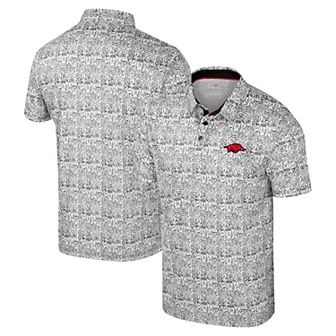 Men's Colosseum Black Arkansas Razorbacks It's Time! Allover Print Polo