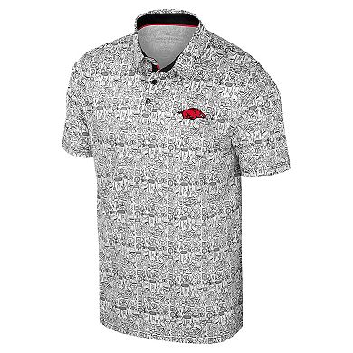 Men's Colosseum Black Arkansas Razorbacks It's Time! Allover Print Polo