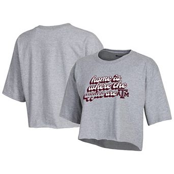 Women's Champion Gray Texas A&M Aggies Boyfriend Cropped T-Shirt