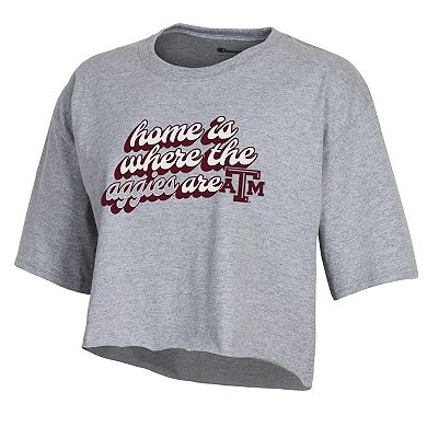 Women's Champion Gray Texas A&M Aggies Boyfriend Cropped T-Shirt
