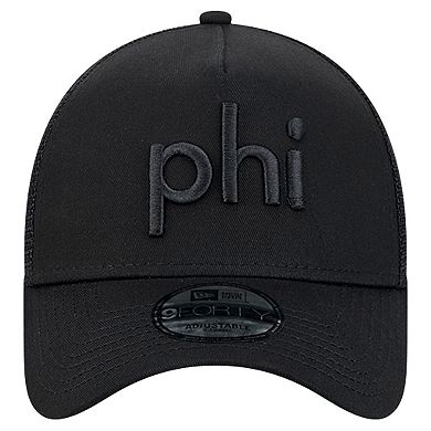 Men's New Era Black Philadelphia Eagles Domain 9FORTY A-Frame Trucker Adjustable Hat