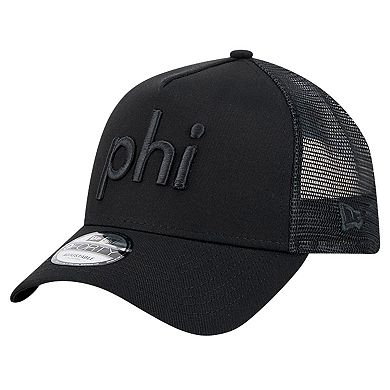 Men's New Era Black Philadelphia Eagles Domain 9FORTY A-Frame Trucker Adjustable Hat