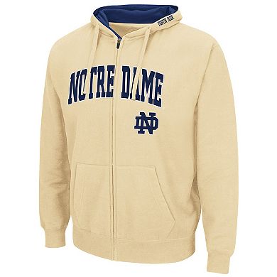 Men's Colosseum Gold Notre Dame Fighting Irish Arch & Logo 3.0 Full-Zip Hoodie