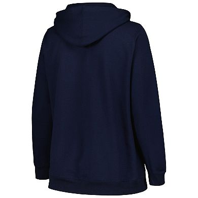 Women's Champion Navy Notre Dame Fighting Irish Plus Size Heart & Soul Notch Neck Pullover