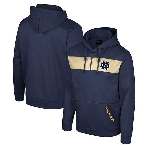 Men s Colosseum Navy Notre Dame Fighting Irish Quarter Zip Hoodie