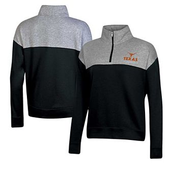 Women's Champion Black Texas Longhorns Color-Blocked Quarter-Zip Sweatshirt