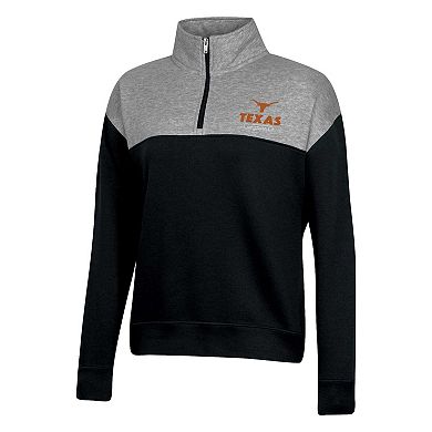 Women's Champion Black Texas Longhorns Color-Blocked Quarter-Zip Sweatshirt