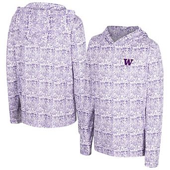Youth Colosseum Purple Washington Huskies All-Over Print Long Sleeve Hoodie T-Shirt