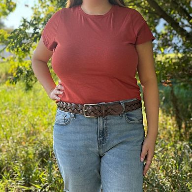 Cowgirls Rock Women's Braided Leather Belt With Contrast Stitching