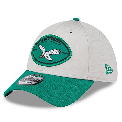 Men's New Era Stone/Midnight Green Philadelphia Eagles 2024 Sideline Historic 39THIRTY Flex Hat