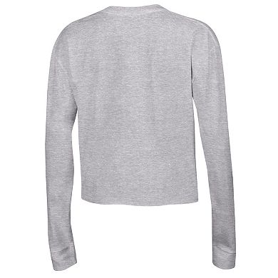 Women's Champion Gray Oklahoma Sooners Boyfriend Cropped Long Sleeve T-Shirt