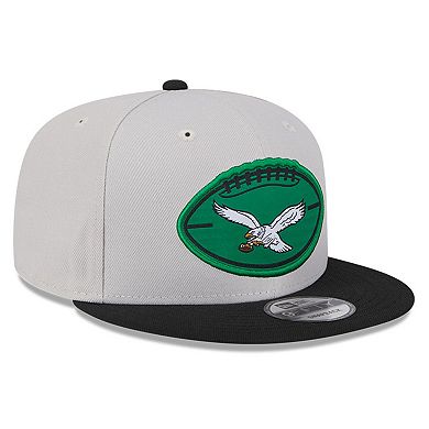 Men's New Era Stone/Black Philadelphia Eagles 2024 Sideline Historic 9FIFTY Snapback Hat