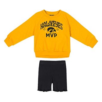 Girls Toddler Colosseum Gold/Black Iowa Hawkeyes Beta Fleece Sweatshirt and Shorts Set